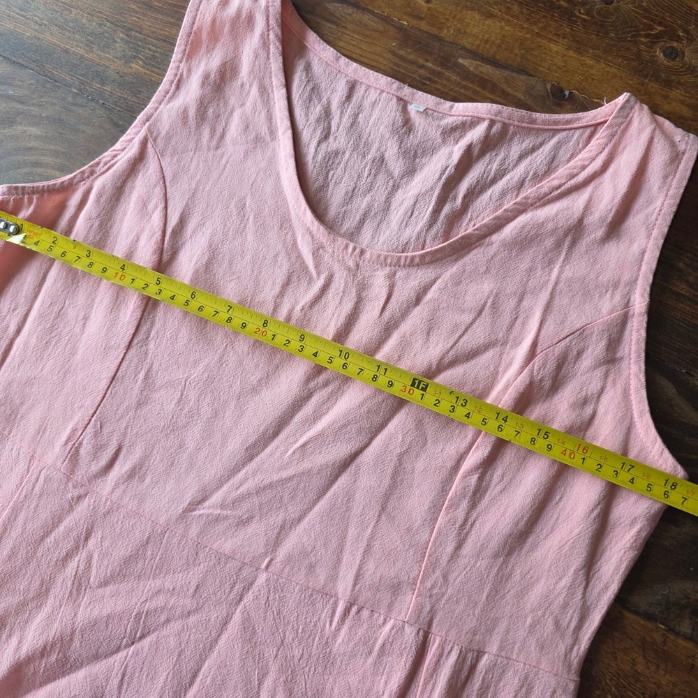 Pink Cotton Sleeveless Midi Dress with Pockets Casual Summer‎ Sundress - Picture 6 of 8